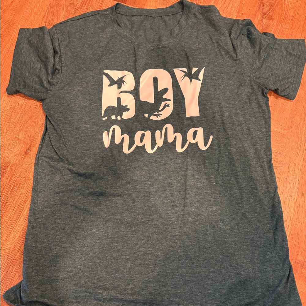Boy Mama Graphic Tee - Charcoal Gray